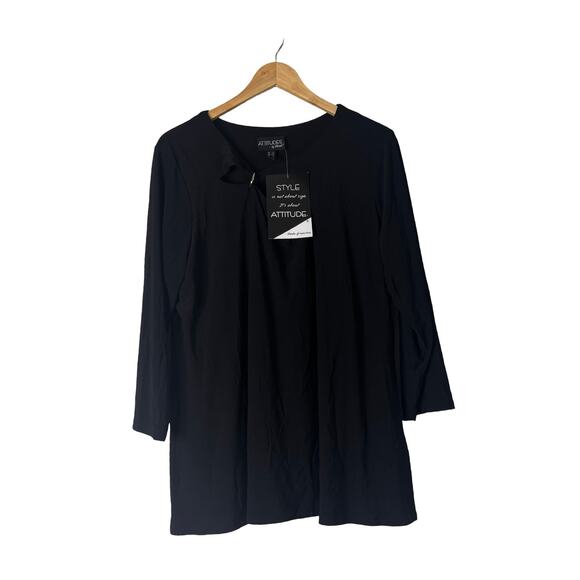 A623437 ATTUTIDES by Renee Como Jersey Ring Keyhole Top Black 1X - Picture 1 of 6